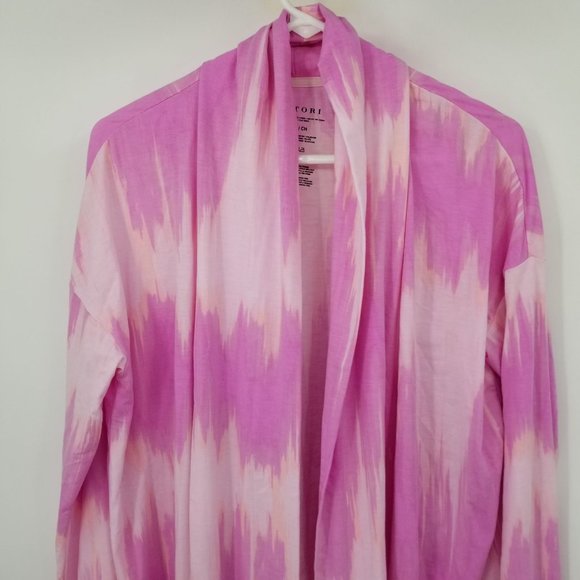 Natori Pink Tie Dye Open Front Women's Cardigan Jacket Size Small - Picture 6 of 10